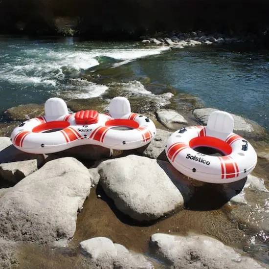 46" Inflatable Red & White Swimming Pool Inner Tube Float {5}