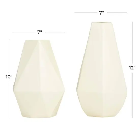 CosmoLiving by Cosmopolitan Cream Iron Contemporary Vase, 12" x 10" {8}