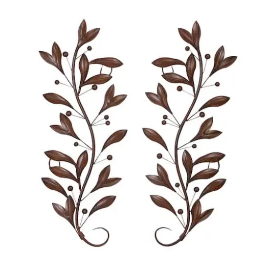Brown Metal Traditional Floral Wall Accent, 2ct. {1}