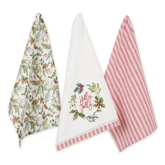 DII&reg; Holly Jolly Sprigs Dishtowel Set {1}