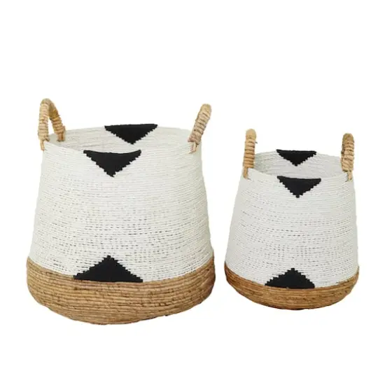 CosmoLiving by Cosmopolitan White Banana Leaf Bohemian Storage Basket Set {6}