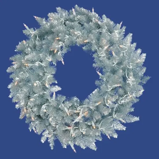36" Pre-Lit Silver Fir Artificial Christmas Wreath, Warm White Dura-Lit LED Lights {3}