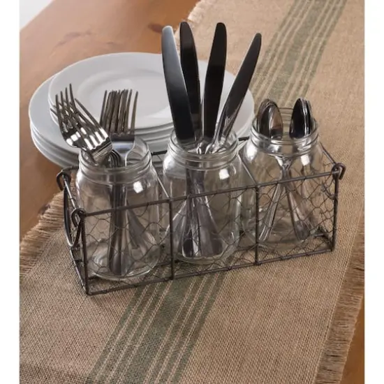 DII&reg; Vintage Gray Chicken Wire Caddy with Clear Jars {7}
