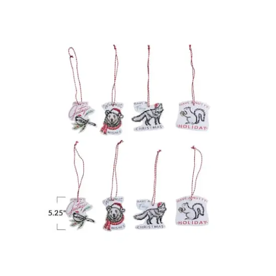 Hello Honey&reg; 8 Pack 5.25" Christmas Animal Sentiment Ornaments/Gift Tags {6}
