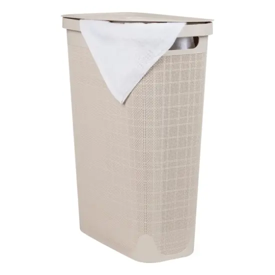 Mind Reader 23.5" Plastic Slim Laundry Hamper Ivory {1}