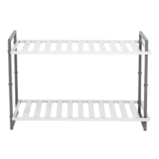 Honey Can Do Gray 2-Tier Tubular Shoe Rack {6}