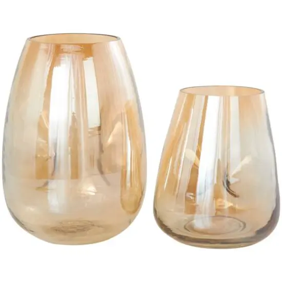 Iridescent Gold Concaved Glass Vase Set {10}