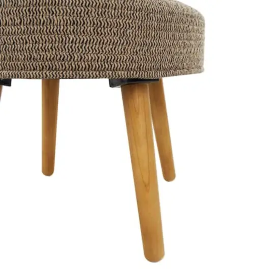 17" Brown Chevron Textured Stool with Wooden Legs {5}