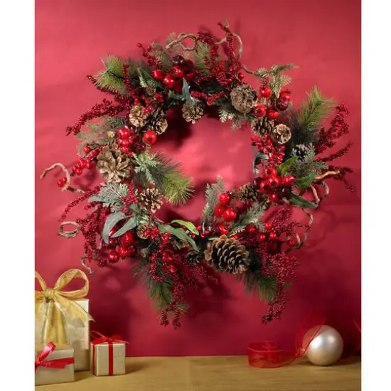 24" Red Berry Wreath {3}