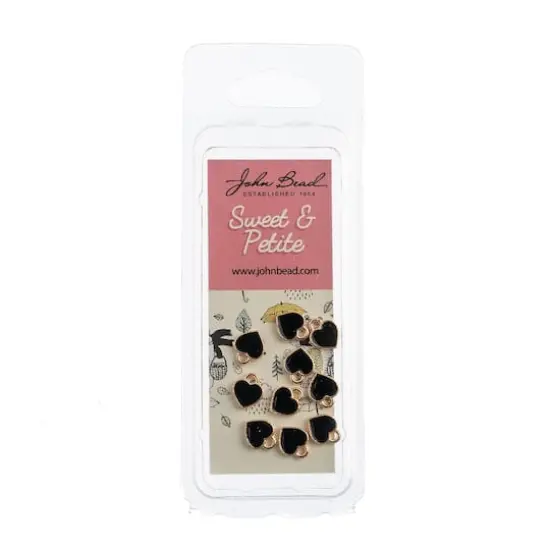 John Bead Sweet & Petite Small Hearts Charms, 10ct. Black {3}