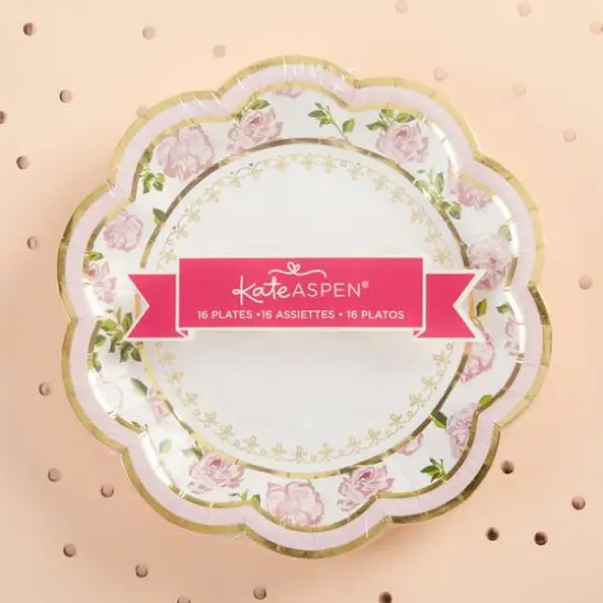 Kate Aspen&reg; 7" Pink Tea Time Whimsy Paper Plates, 32ct. {7}