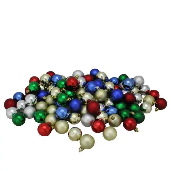 96ct. 1.5" Vibrantly Colored Shatterproof 4-Finish Christmas Ball Ornaments {1}