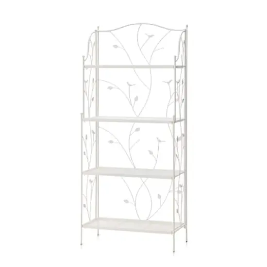 Glitzhome&reg; 4ft. Metal 4-Tiered Rectangular Shelf Stand White {1}