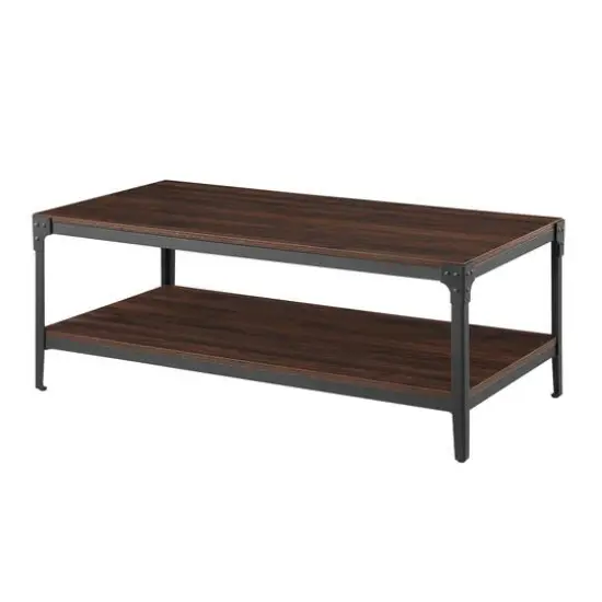 Walker Edison 48" Dark Walnut Angle Iron Coffee Table {6}