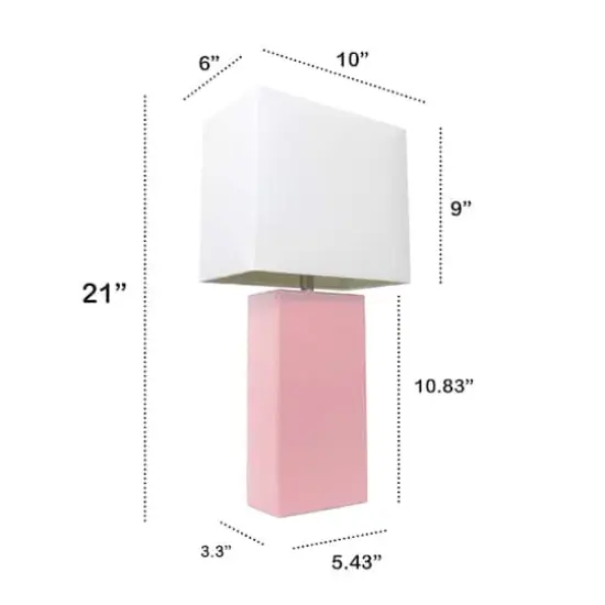 Lalia Home Lexington 21" Leather Home D&eacute;cor Table Lamp Pink {4}