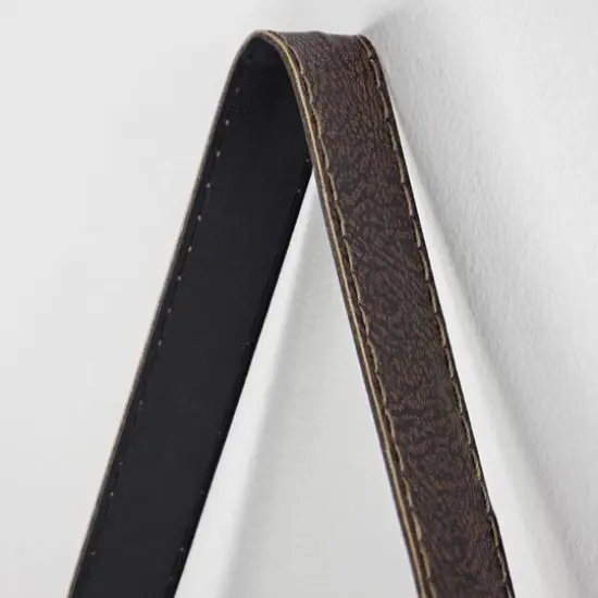 33" Metal & Wood Round Hanging Wall Shelf With Strap {6}