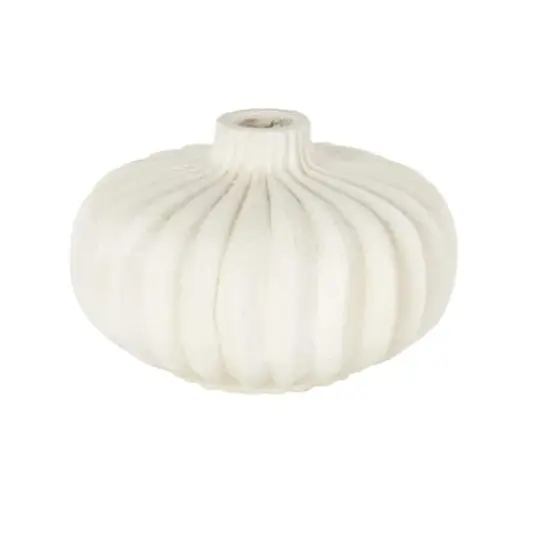 14" White Magnesium Oxide Short Wide Decorative Vase {1}