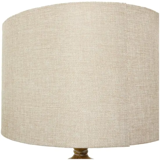 Brown Polystone Turned Style Floor Lamp with Drum Shade 16" x 16" x 60" {8}