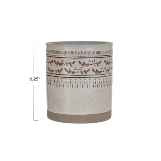 Hello Honey&reg; 6.25" Multicolor Hand-Stamped Stoneware Crock with Wax Relief Pattern {6}