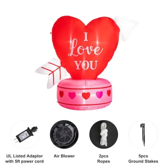 Glitzhome&reg; 5ft. Lighted Valentine's Inflatable Heart D&eacute;cor {7}