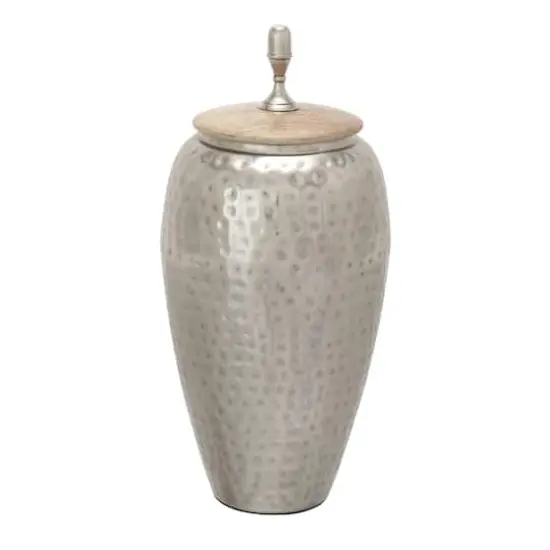 16" Silver Iron Contemporary Decorative Jar {1}