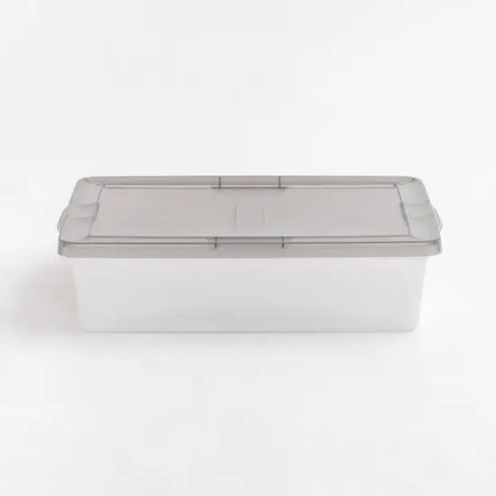 IRIS Clear Stackable Storage Boxes with Gray Lid {5}