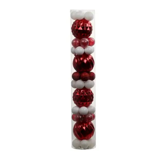 44 Pack 1.8" & 4.7" Red & White Mixed Finish Shatterproof Ball Ornaments by Ashland&reg; {3}