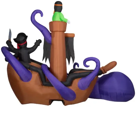 7ft. Animated Airblown&reg; Inflatable Halloween Giant Pirate Ship Scene {3}