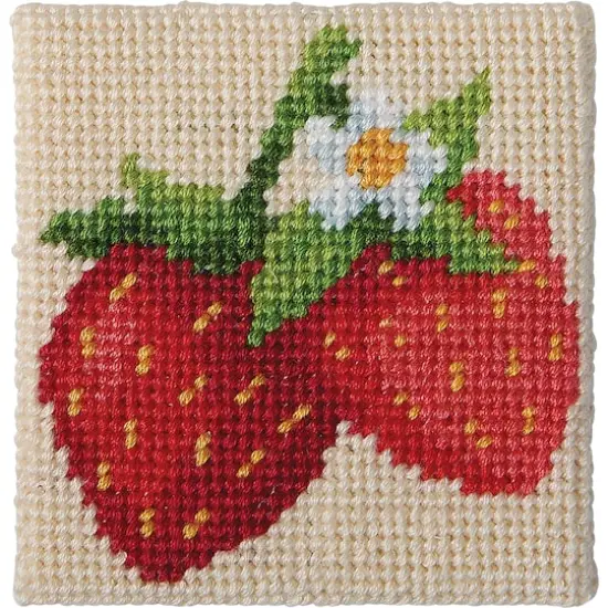 3" x 3" Strawberry Needlepoint Kit by Loops & Threads&reg; {1}