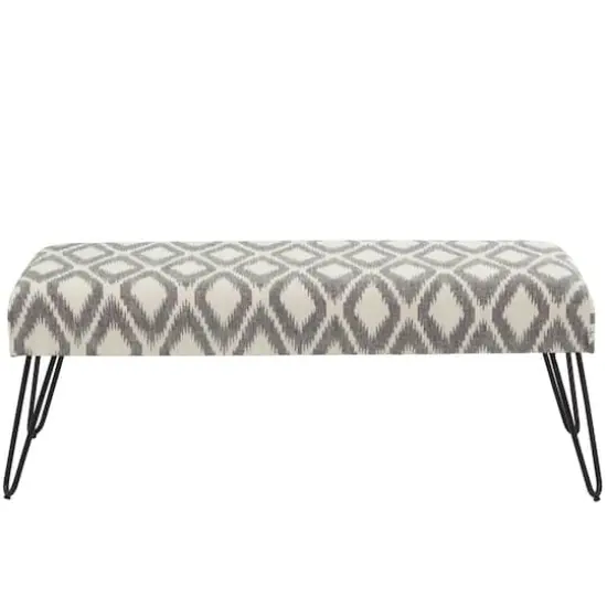 47" Gray Metal Diamond Bench with Metal Hairpin Legs {1}