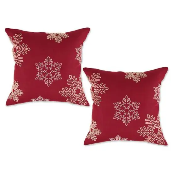 DII&reg; Shimmering Snowflakes Leaves Embroidered Pillow Cover Set {1}
