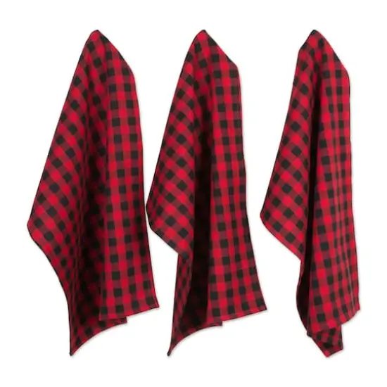DII&reg; Tango Red Logger Check Dishtowel & Dishcloth Set {1}