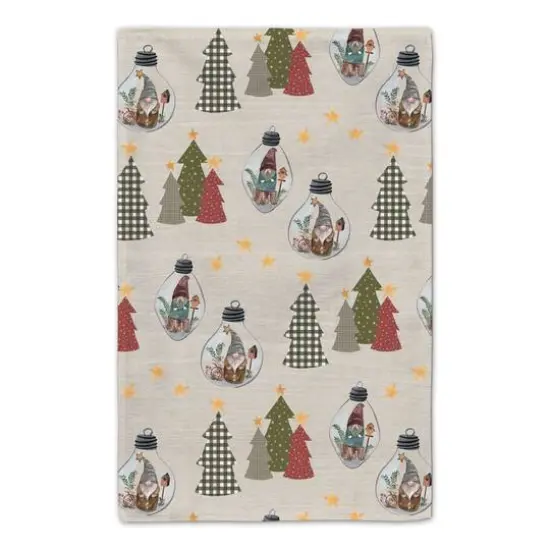 Good Tidings Cream Tree & Globe Pattern Tea Towel Set {6}