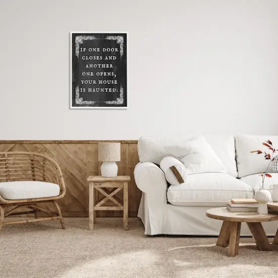 Stupell Industries Funny Haunted House Phrase Framed Giclee Art White {3}