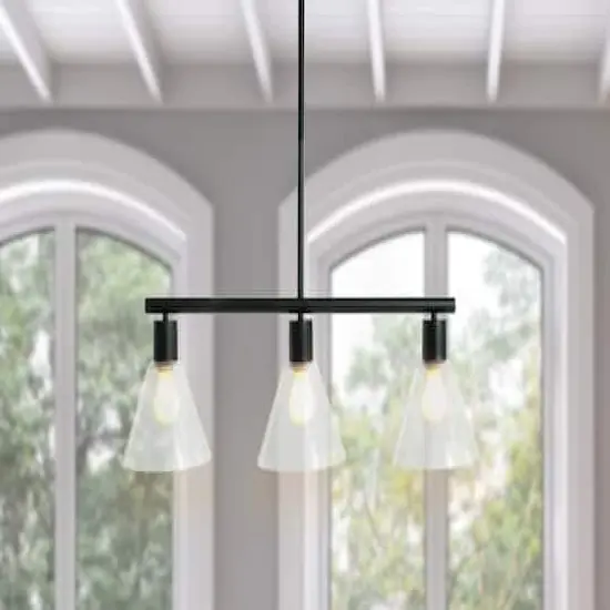 Hello Honey&reg; 58.5" Modern Black Metal & Clear Glass Chandelier {3}