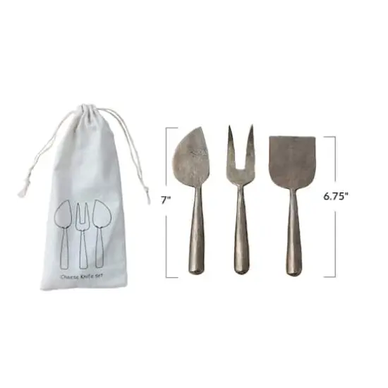 Hello Honey&reg; Antique Gold Artisan Hand-Forged Metal Cheese Server Set {4}