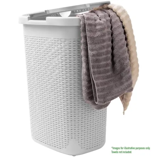 Mind Reader 60L Hamper Laundry Basket with Cutout Handles White {5}