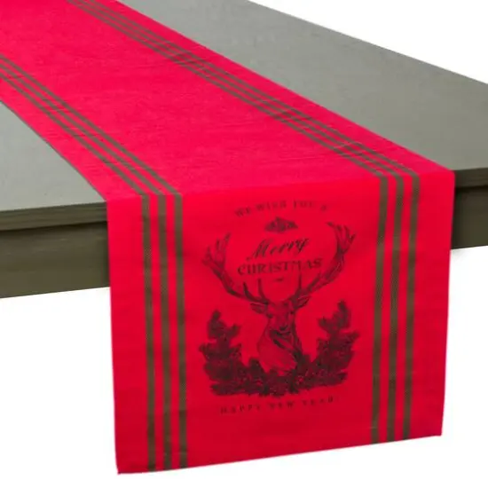 DII&reg; 72" Red Stag Christmas Print Table Runner {9}