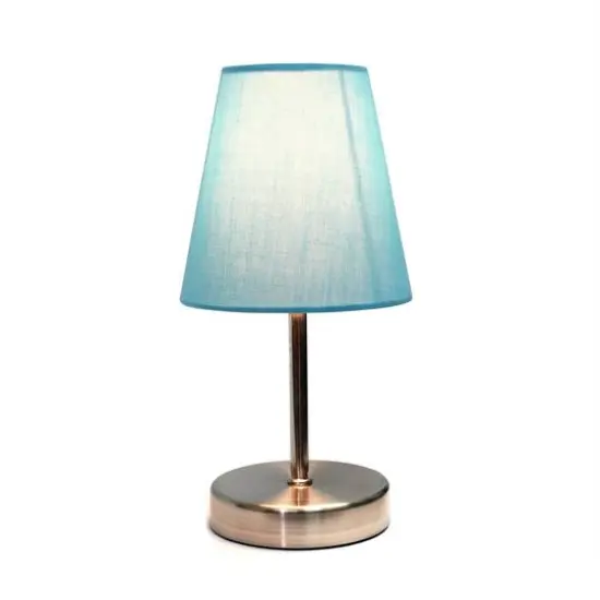 Creekwood Home Nauru 10.5" Sand Nickel Petite Metal Stick Table Lamp Blue {6}