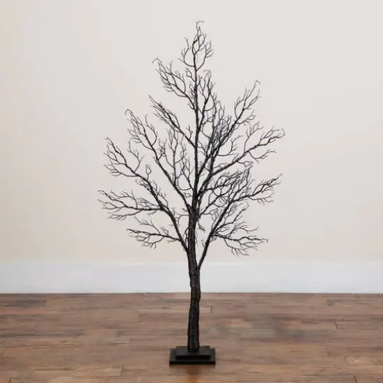 4ft. Pre-Lit Halloween Minimalist Twig Artificial Fall Tree with 160 Orange & Purple LED Lights {8}