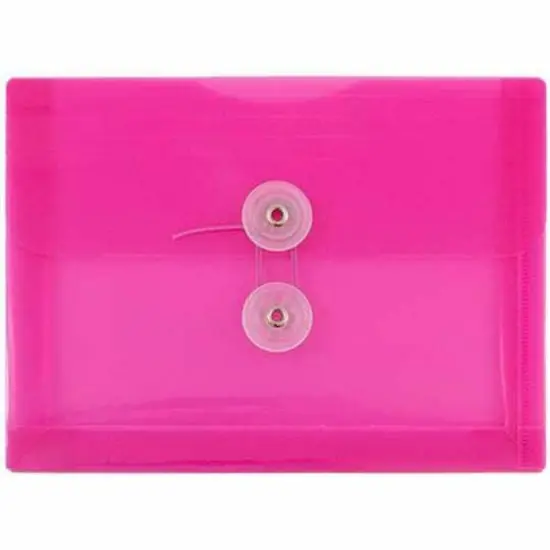 JAM Paper 5.25" x 7.5" Booklet Plastic Envelopes with Button and String Closure, 24ct. Fuchsia {1}