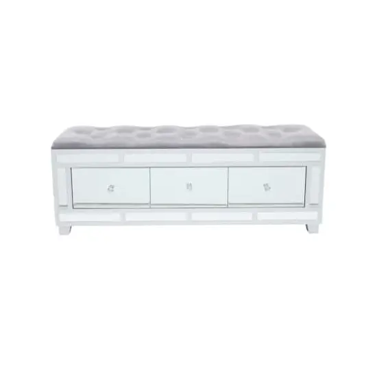 Grey Wood Glam Bench, 47" x 16" x 18" {3}