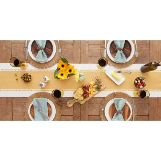 DII&reg; 72" Dobby Stripe Table Runner Honey Gold {7}