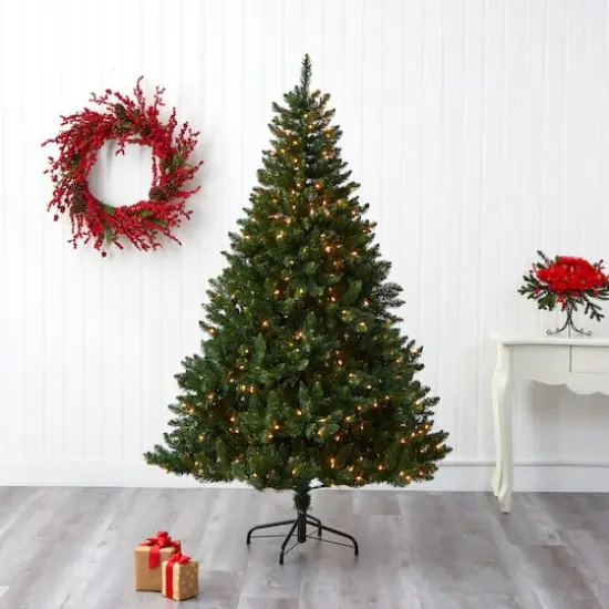 7ft. Pre-Lit Northern Rocky Spruce Artificial Christmas Tree, Clear LED Lights {3}