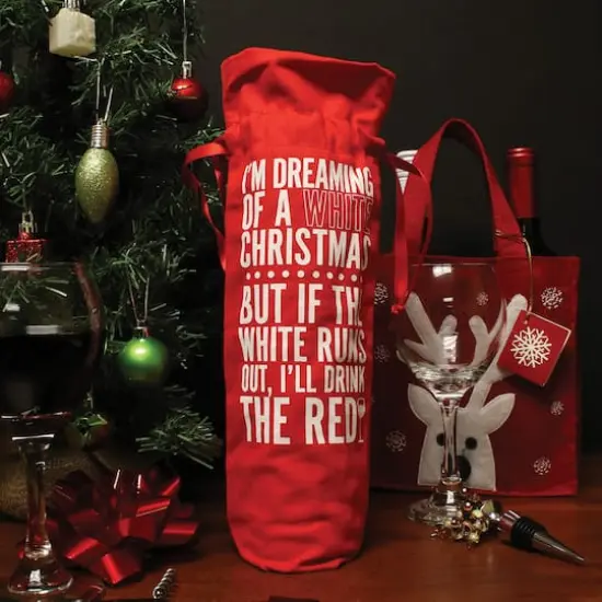 Personality Case&trade; Red White Christmas Wine Bag {3}