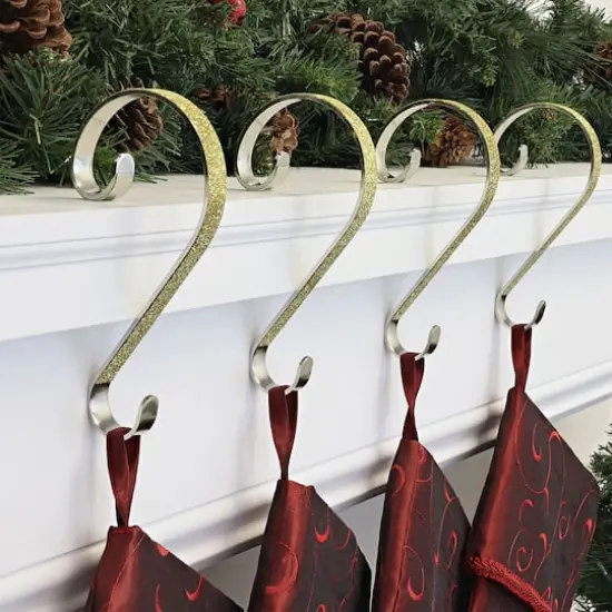 Haute Decor Stocking Scroll&reg; Gold Glitter Stocking Holders, 4ct. {3}