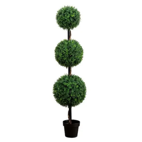 5ft. Potted Artificial Triple Ball Boxwood Topiary Tree {1}