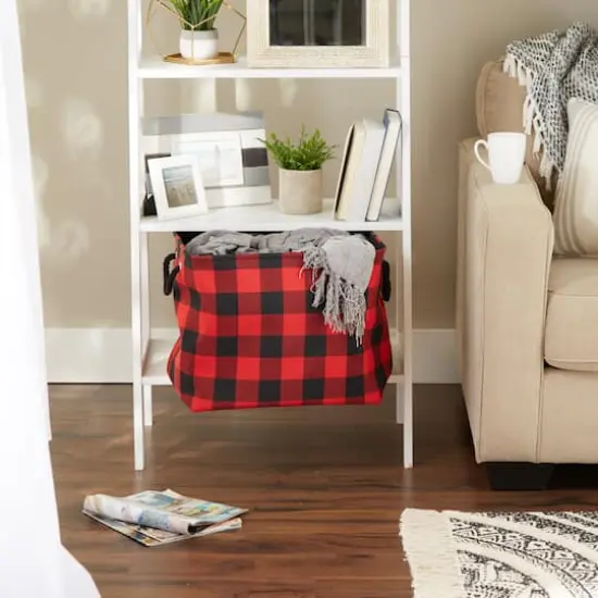 DII&reg; Large Rectangle Red/Black Buffalo Check Polyester Bin {6}