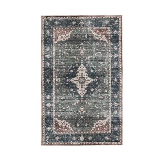 Glitzhome&reg; 5ft. x 8ft. Green & Tan Oriental Area Rug {1}