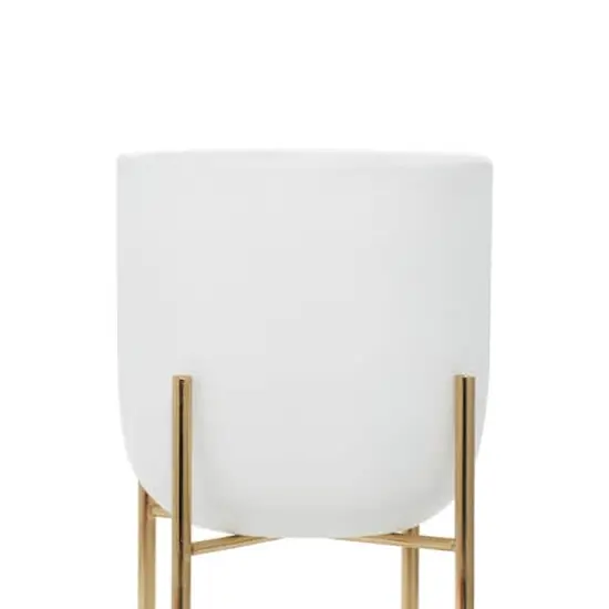 Metal Contemporary Stand Planter Set White {7}